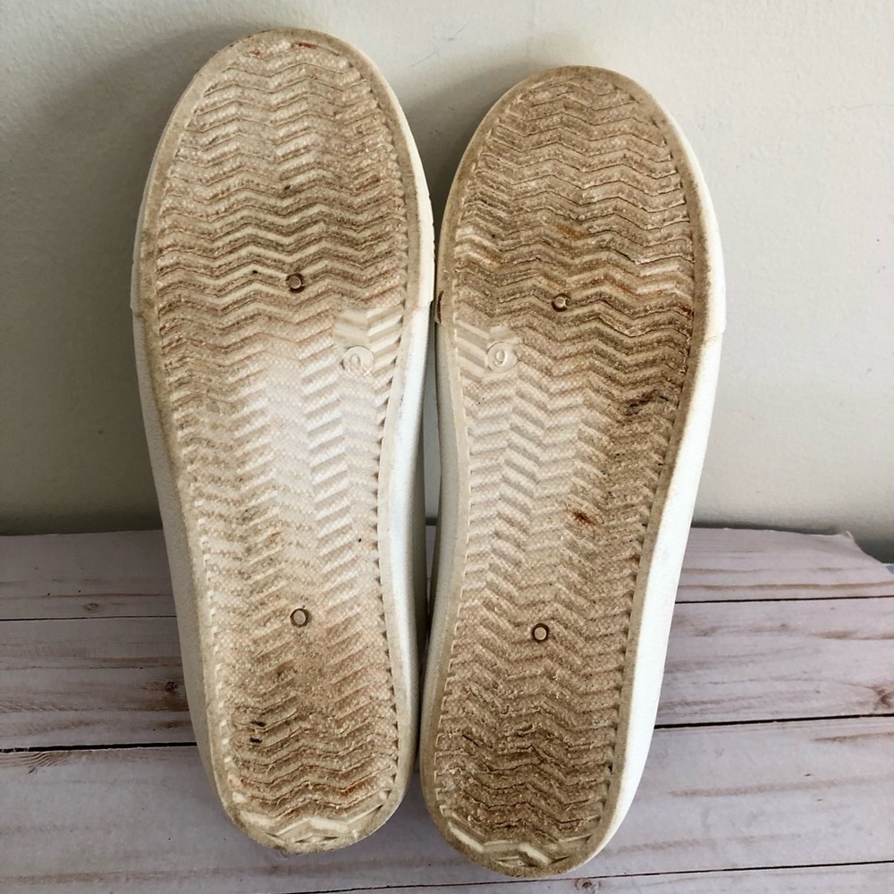 VINTAGE HAVANA Carla White Leather Gold Foil Taupe Star Sneakers 9 Good Codition - Picture 8 of 9